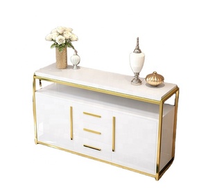 <span class=keywords><strong>Buffet</strong></span> de rangement léger de luxe en acier inoxydable doré <span class=keywords><strong>buffet</strong></span> en <span class=keywords><strong>bois</strong></span> brillant - Product Image 2