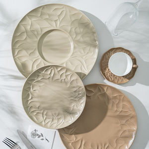 Assiette de présentation <span class=keywords><strong>vert</strong></span> clair bordée de fleurs assiette à salade en porcelaine assiette à dîner plats de service pour mariage et restauration - Product Image 5