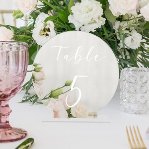 Ychon acrylique rond blanc Table numéros bricolage personnalisé siège signes mariage siège carte salle à manger Table numéro <span class=keywords><strong>cartes</strong></span> - Product Image 4