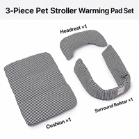 Ensemble de 3 coussins lavables pour poussette pour animaux de compagnie en polyester + coton, avec contour magnétique et appui-tête pour chiens et chats