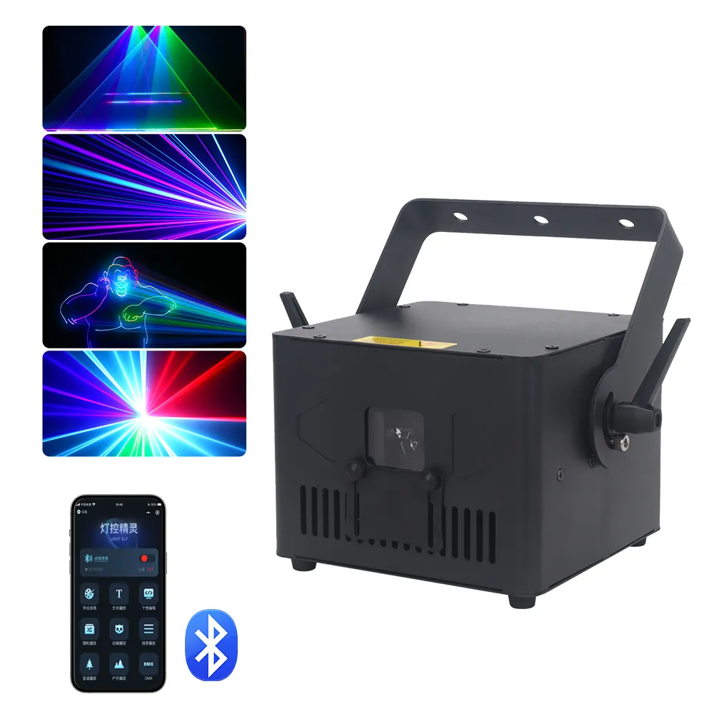 A todo color 5W RGB Bluetooth 3D Animación Proyector Disco Dj Lazer Light DMX Luz láser inalámbrica para Night Club Event Stage