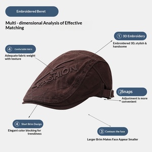 Wholesale Custom Vintage Pure Cotton Breathable Beret Hat Unisex Casual Minimalist <strong>Painters</strong> Cap Men Women Beach Sports Party Ski - Product Image 3