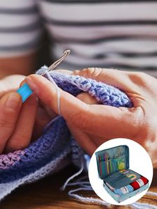 DIY 58-Piece PVC Crochet Kit & Beginner Knitting Tool Set-Portable Travel Bag Adhesive Invisible Features for Embroidery <b>Sewing</b> - Product Image 4