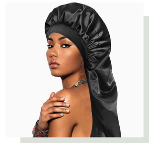 Simulated Silk Sleeping Hat Curly Hair Oversized Hat <b>Braided</b> Satin Hat Women's Silk <b>Long</b> Barrel Elastic Hairband Hat - Product Image 5