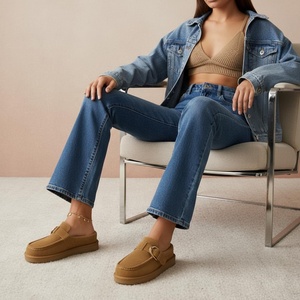 <span class=keywords><strong>Mules</strong></span> mocassins confortables en daim véritable pour femmes avec boucle et semelle intérieure rembourrée en fausse fourrure pour un usage décontracté en intérieur et en extérieur - Product Image 5