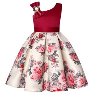 Abito <span class=keywords><strong>da</strong></span> <span class=keywords><strong>Cerimonia</strong></span> <span class=keywords><strong>per</strong></span> Bambine con Spalla Obliqua, Stampa Floreale in Chiffon, Vestito Formale <span class=keywords><strong>per</strong></span> Feste e Spettacoli - Product Image 3