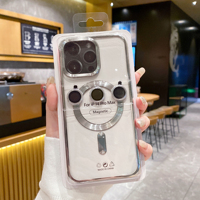 Étui de téléphone magnétique antichoc en TPU avec film de protection pour objectif, étui de téléphone de luxe à charge sans fil pour iPhone 12 13 14 15 16 Pro Max