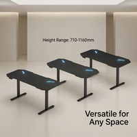 Bureau de jeu ergonomique motorisé en acier inoxydable AOR, table d'ordinateur extensible avec 3 niveaux de mémoire, protection contre la surchauffe, design moderne
