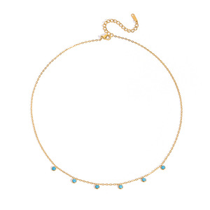 Collier pendentif en acier inoxydable avec perles turquoise bleues, bijoux cadeau - Product Image 5