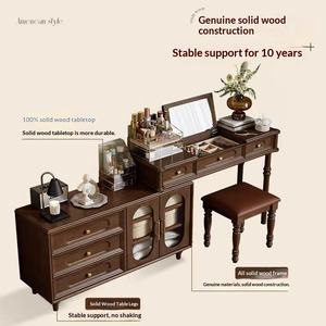 <span class=keywords><strong>Tocador</strong></span> de Madera de Caucho Americano, Cómoda con Cajones, Mesita de Noche Integrada para Dormitorio, <span class=keywords><strong>Tocador</strong></span> Retro Francés - Product Image 3