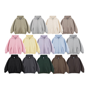 Vêtements pour hommes <span class=keywords><strong>RS</strong></span> |   Manteau pull zippé en coton épais 400G, couleur unie, à capuche, style streetwear, coupe ample, collection Automne Hiver - Product Image 5