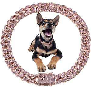 Luxury <strong>Tactical</strong> 15mm Diamond Gold Silver <strong>Dog</strong> <strong>Collar</strong> Solid Metal Cuban Link Chain with Alloy Jewelry Accessories - Product Image 3