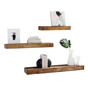 Solid Wood Modern Wall Mounted Double Tier Storage <b>Rack</b> Customizable Shape Durable Handmade Design for Living Room Home Decor - Product Image 1