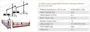 Plataforma de Trabajo Suspendida Eléctrica ZLP630 para Pintura, Andamio Tipo Góndola - Product Image 2