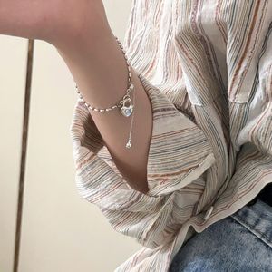 Yinruitai S925 Sterling Silver Heart Charm Bracelet With Blue Zirconia Tassel For Women Gift Jewelry <b>Light</b> Luxury Style - Product Image 4