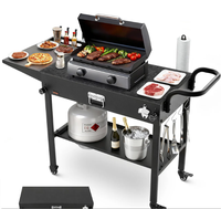 Chariot de barbecue pliable pour l'extérieur, table de préparation pour pique-nique, cuisine, cour
