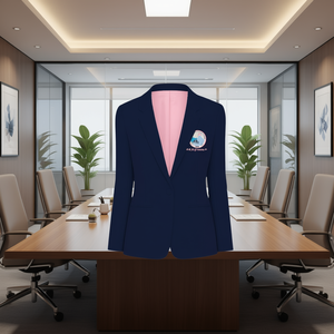 Blazer de Mujer Personalizado Azul Marino con un Solo Botón, Elegante y Formal para Oficina, con Logotipo y Talla Personalizados - Product Image 2