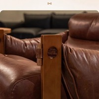 Fauteuil Lounge Nordique en Cuir Véritable avec Accoudoirs, Style Designer Vintage, Assise Confortable en Jersey, pour Salon