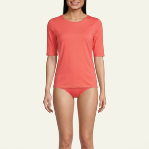 Wholesale <b>Women</b> Short Sleeve <b>Swim</b> <b>Shirt</b> Rash Guard Athletic Sports Top Quick Drying Beachwear Custom Supplier - Product Image 1