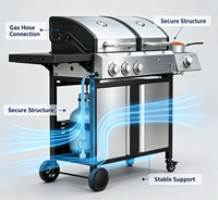 Barbecue à gaz moderne en acier inoxydable de qualité supérieure, avec table latérale, pour l'extérieur, directement de l'usine