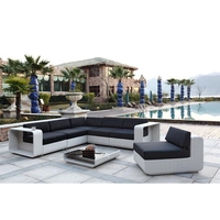 Nouveau mobilier de bar extérieur Audu en rotin plat, confortable, imperméable, résistant aux UV, écologique, 6 places, fait main, pour hôtels et parcs