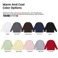 T-shirt à manches longues en tricot pour homme, 85% coton/15% polyester, 260g, respirant, col rond, coupe classique, décontracté, vintage, essentiel