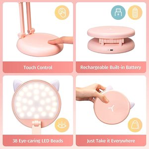Linda lámpara <span class=keywords><strong>de</strong></span> mesa, accesorios <span class=keywords><strong>de</strong></span> escritorio Kawaii, 8 brillo, gato, Plegable, portátil, rosa, decoración <span class=keywords><strong>de</strong></span> habitación, luz <span class=keywords><strong>de</strong></span> noche para niños - Product Image 5