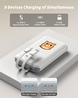 Banque d'alimentation mince 10000mAh 3 pièces avec câbles Type-C intégrés Chargeur universel 15W pour appareils mobiles Maison Bureau Voyage