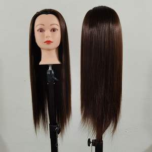 Cabeza de Maniquí de pelo sintético 100% para mujer, muñeca de entrenamiento de estilismo, cabeza de Maniquí de cosmetología, cabeza de entrenamiento de muñeca para peluquería - Product Image 3