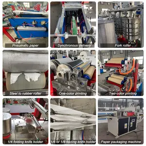 Machine automatique de fabrication de papier de soie/machine de fabrication de serviettes/machine de fabrication de rouleaux de papier toilette ligne de production complète