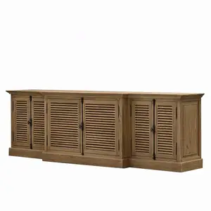Wholesale furniture custom French living room shutter door with world lock oak TV stand