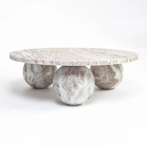 Contemporary Round Sawar <b>Marble</b> Coffee <b>Table</b> Handmade Coffee <b>Table</b> with Easy Assembly-Living Room Furniture - Product Image 4