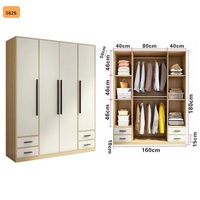 Armoire de rangement de style moderne simple, réglable, multi-niveaux, meubles de chambre à coucher, économiques, assemblés, panneaux en bois
