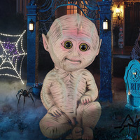Décoration d'horreur réaliste en gel de silicone Alien assis pour Halloween, maison hantée, escape room, fête, bar