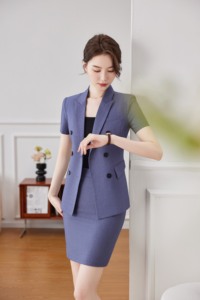 Ensemble de tailleur pour femme Yilong à manches courtes pour directrice d'hôtel, uniforme de réception, tenue de travail de bureau d'été - Product Image 2