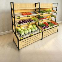 Gebruikt RVS multi-tier displayrek voor producten, commerciële fruit- en groentepresentatie voor supermarkt & fruitwinkel