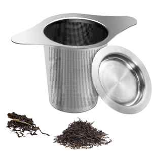 Xách tay công suất lớn bằng thép không gỉ trà Infuser Giỏ gấp tính năng kim loại trà lọc Nắp hiện đại Matte kết thúc trà lọc - Product Image 3