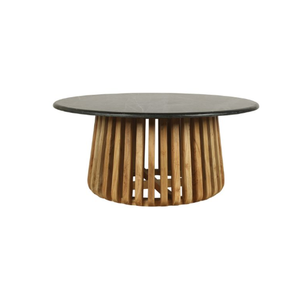 Mesa de centro moderna y contemporánea de lujo, diseño elegante, tapa de mármol negro, Base de madera de acacia, muebles de sala de estar hechos a mano - Product Image 5