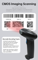 Escáner de Código de Barras Inalámbrico con Sensor CMOS, Bluetooth, Multifuncional 2 en 1 (2.4GHz), Portátil, Automático, 1D/2D, en Stock