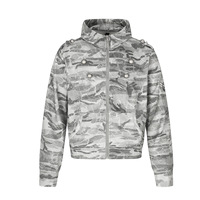 Nouvelle veste à capuche zippée en coton mélangé style rétro américain, patchwork, 300g, tendance et cool