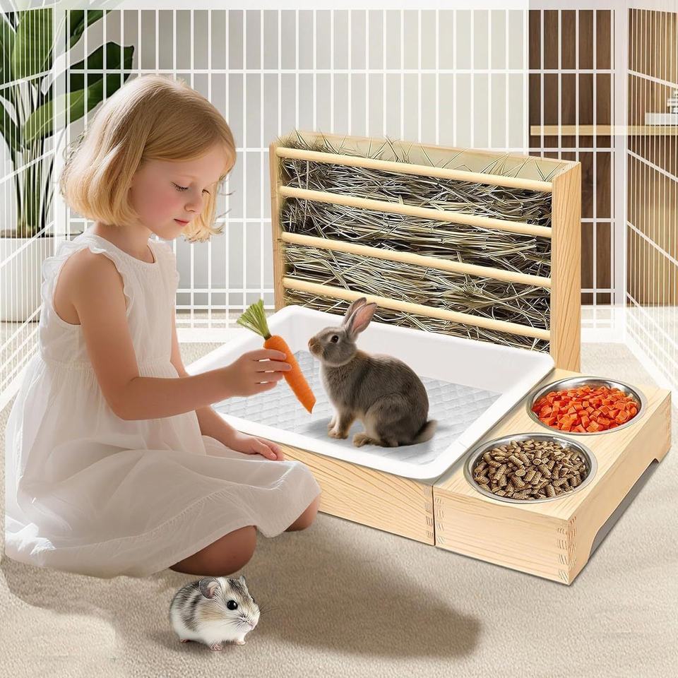 Cross-border Pine Detachable Feeding Rack for Rabbit Hamster Quail ...