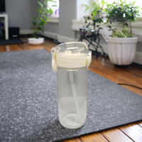Gobelet à eau en plastique pour enfants avec motif d'ours estival mignon, avec sangle pour étudiant, lavable au lave-vaisselle, à boire directement pour l'école et le camping
