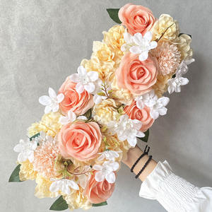 Nouvelle Décoration Florale pour Cérémonie de Mariage, Fête, Noël - Mur de Fleurs Artificielles Simulées : Hortensias et Roses Mixtes - Product Image 2