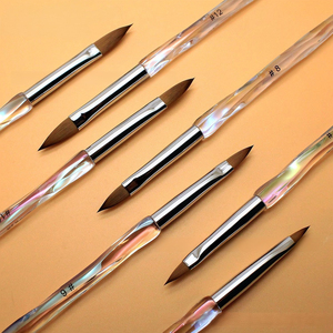 Ensemble de brosses à ongles à manche en cristal de 4 à 7 mm, tête plate, poils en nylon, tige transparente, brosses de manucure - Product Image 3