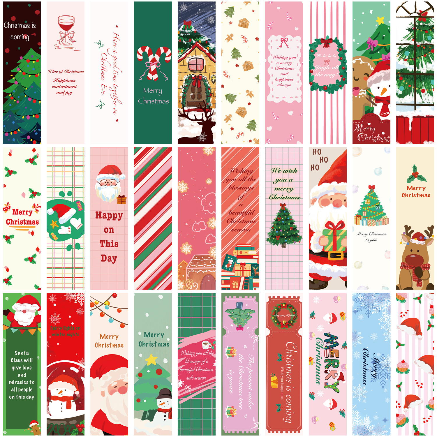 ที่คั่นหนังสือคริสต์มาสสีสันสดใส 7 อัน