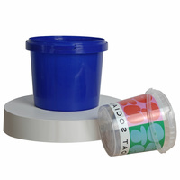 Petit Seau en Plastique Alimentaire 1L pour Beurre de Cacahuète PP de Qualité Alimentaire Rond en Gros, Seau en Plastique pour Lait 500ml avec Couvercles