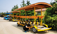 Chariot de bar mobile, Bus touristique électrique, Vélo-pub à pédales, Vélo de fête, Chariot de vente de bière, Chariot de vente de snacks, Construction en alliage d'aluminium, 1000 kg