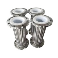 Joint de dilatation flexible en métal DN100 PN16 avec doublure PTFE, raccord à bride, type résistant, 1 pièce, haute pression, pour applications alimentaires