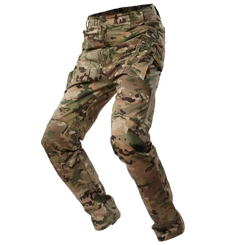 Fashion Men's Waterproof Hiking Hunting Multi Pockets Stretch Cuff Trousers Military Tactical Camo Combat Cargo Pants