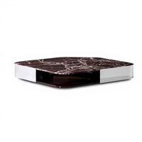Table basse moderne en marbre pour projet de villa aux États-Unis, avec structure en acier inoxydable, plateau en panneau haute densité, taille personnalisée, OEM pour hôtel et salon